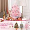 2 FT Mini Christmas Tree with Lifelike Branches Hanging Ornaments (Pink) 4.5"D x 4.5"W x 16"H